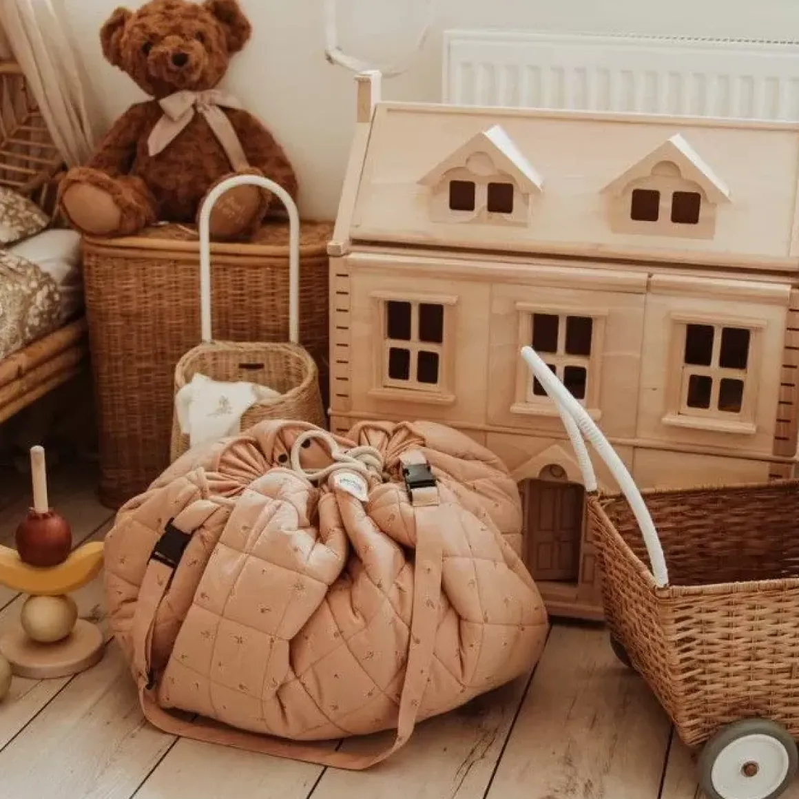 Play & Go Soft Opbergtas En Speelmat Fleuri