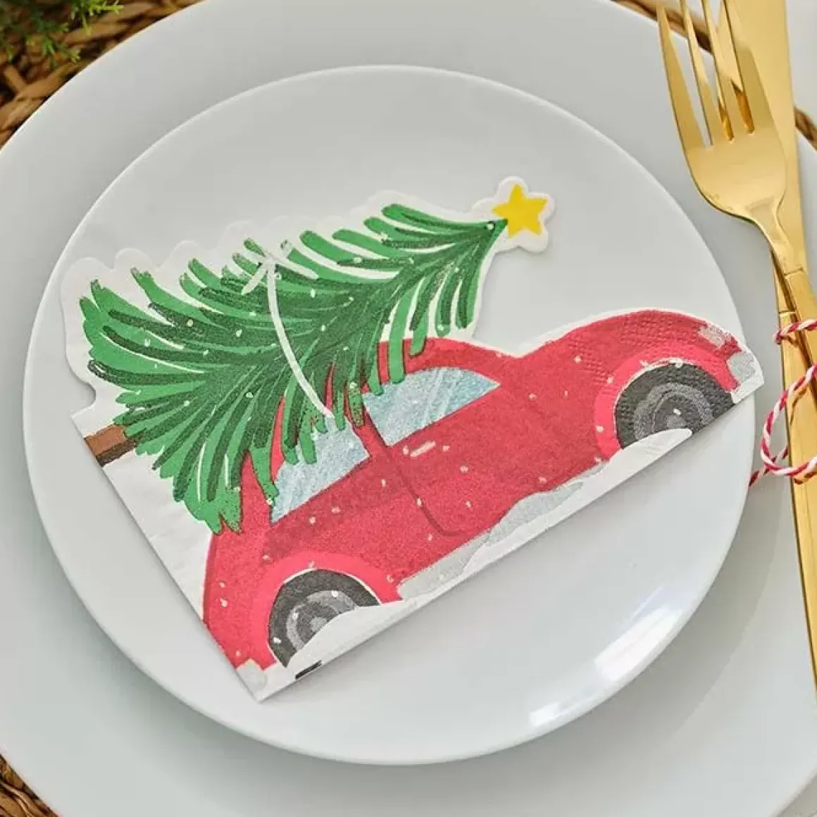 Servetten Auto Merry Little Christmas Ginger Ray