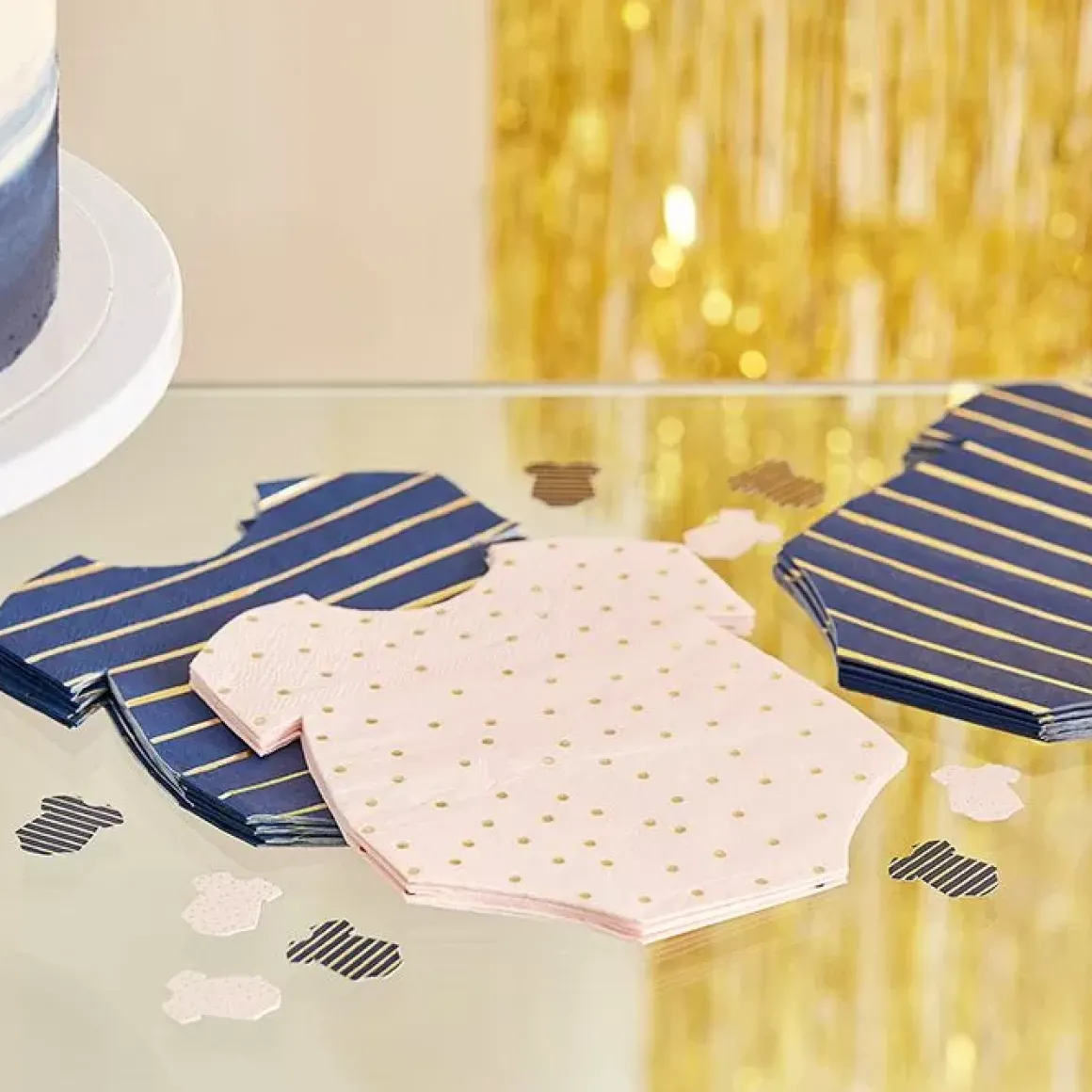 Servetten Romper Navy & Pink Gender Reveal (16St) Ginger Ray