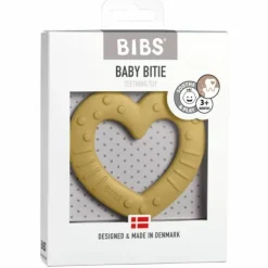 Siliconen Bijtring Heart Mustard Bibs