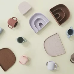 Siliconen Bord En Kom Rainbow Rose/Fudge Oyoy