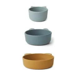 Siliconen Kommen Eddie Golden Caramel/Blue Mix (3St) Liewood