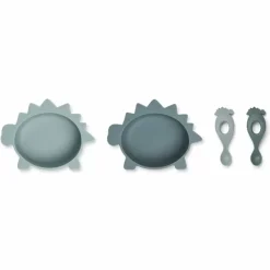 Siliconen Serviesset Evan Dino Blue Mix Liewood