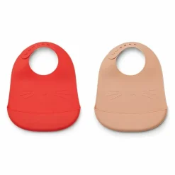 Siliconen Slabben Tilda Cat Apple Red/Rose (2St) Liewood
