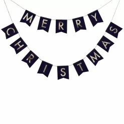 Slinger Velvet Merry Christmas Blauw Navy Luxe Ginger Ray