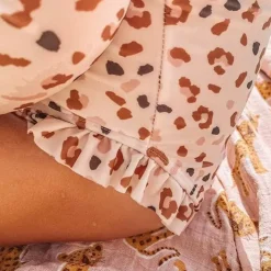 Swim Essentials Badpak Lange Mouw Khaki Leopard