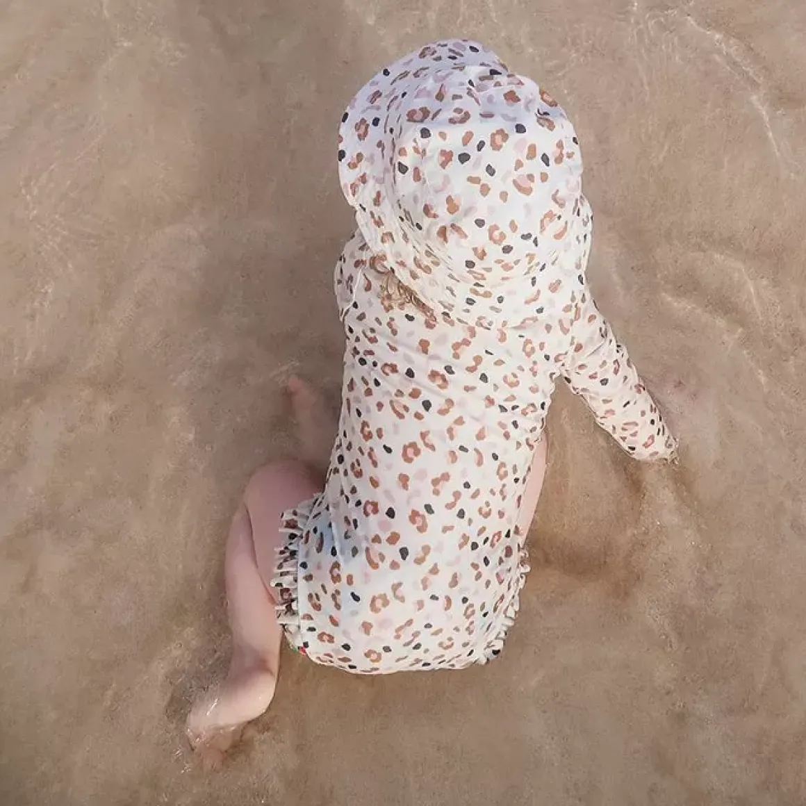 Swim Essentials Badpak Lange Mouw Khaki Leopard