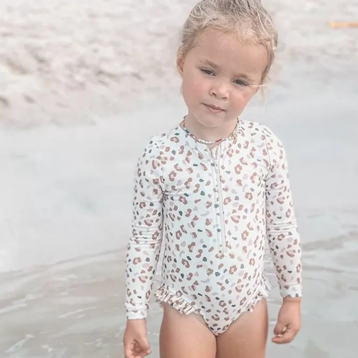 Swim Essentials Badpak Lange Mouw Khaki Leopard