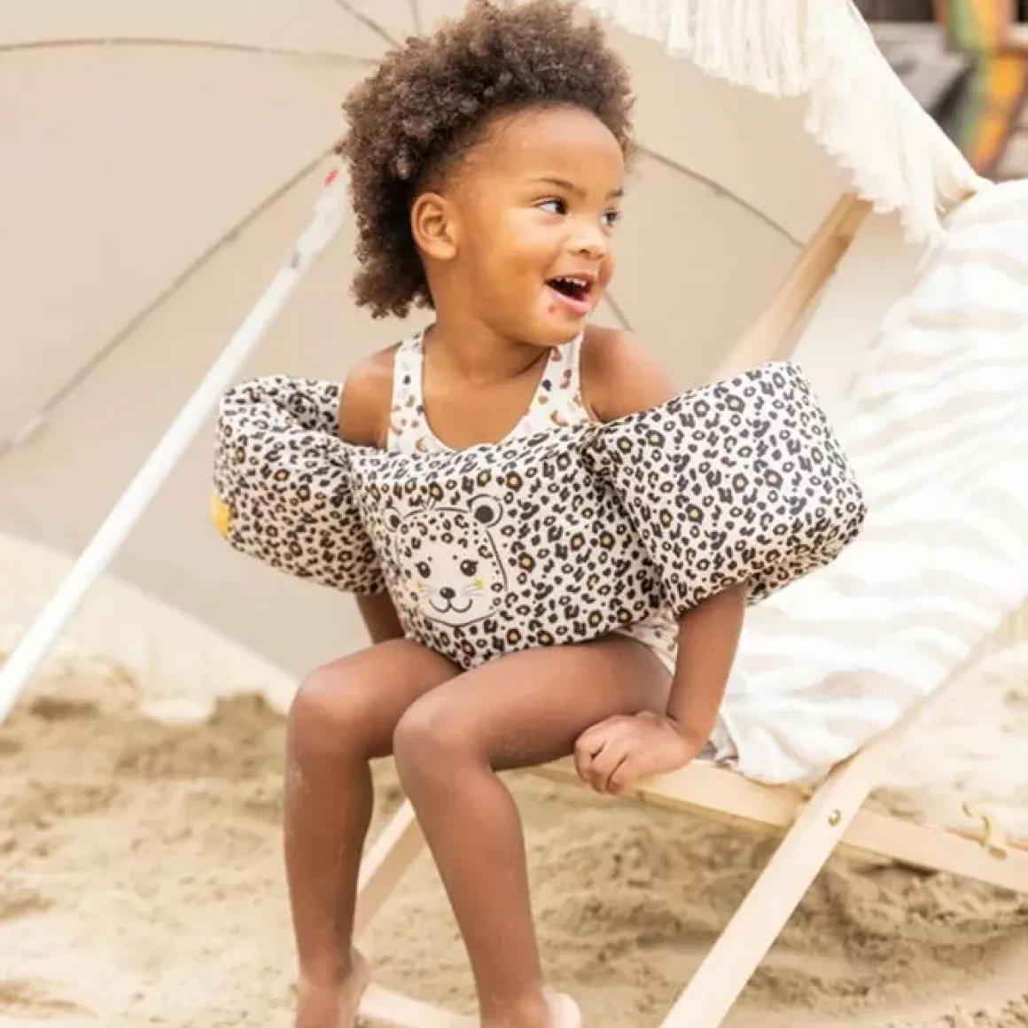 Swim Essentials Zwemvest Puddle Leopard Beige (2-6 Jaar)