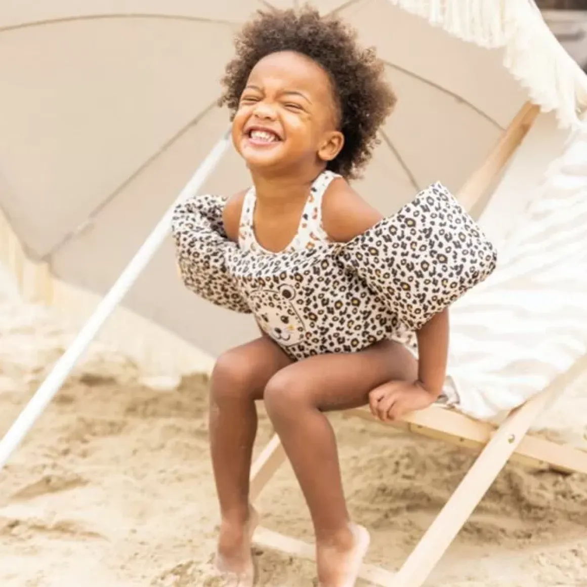 Swim Essentials Zwemvest Puddle Leopard Beige (2-6 Jaar)