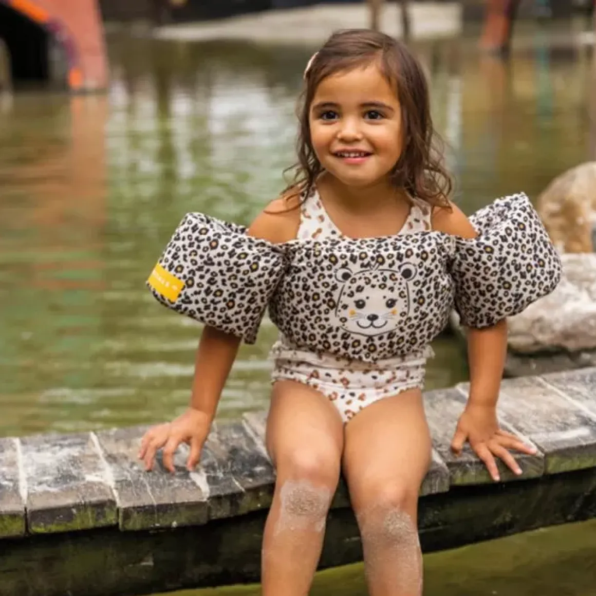Swim Essentials Zwemvest Puddle Leopard Beige (2-6 Jaar)