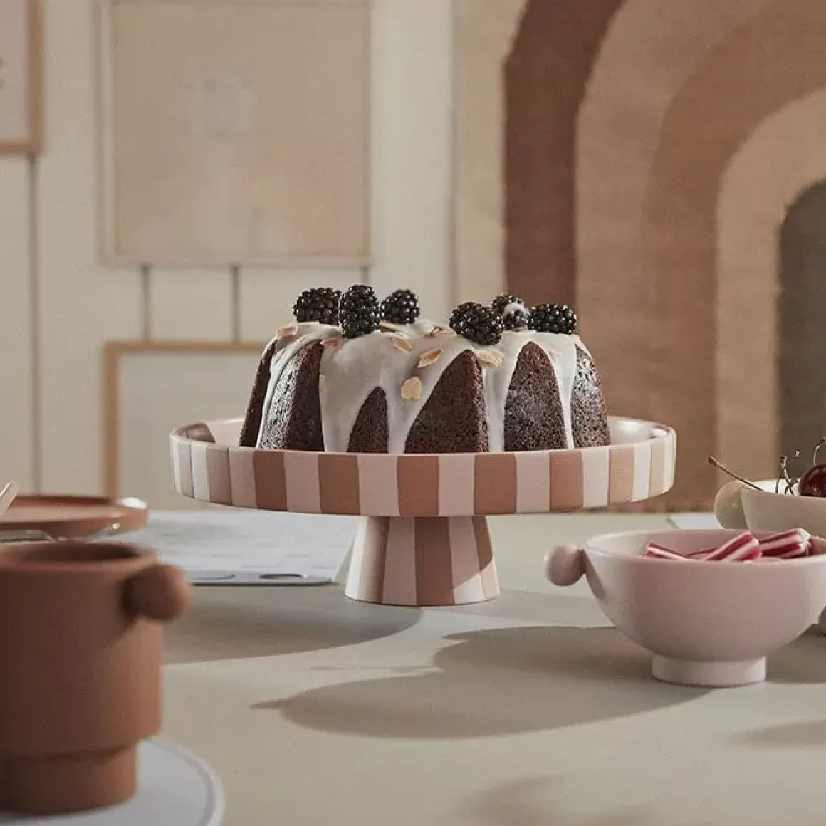 Taartplateau Toppu Caramel-Roze Groot Oyoy