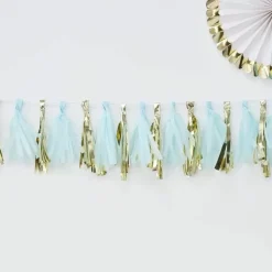 Tasselslinger Lichtblauw-Goud Oh Baby! Ginger Ray