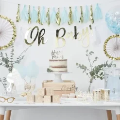 Tasselslinger Lichtblauw-Goud Oh Baby! Ginger Ray