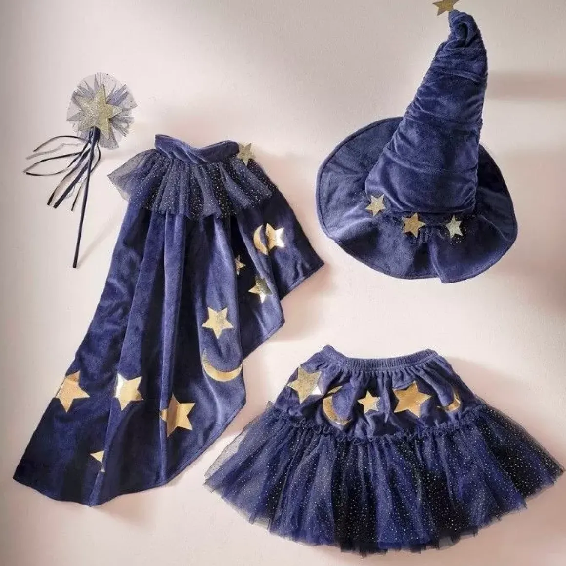 Toverstaf Gouden Ster Velvet Blauw Ginger Ray