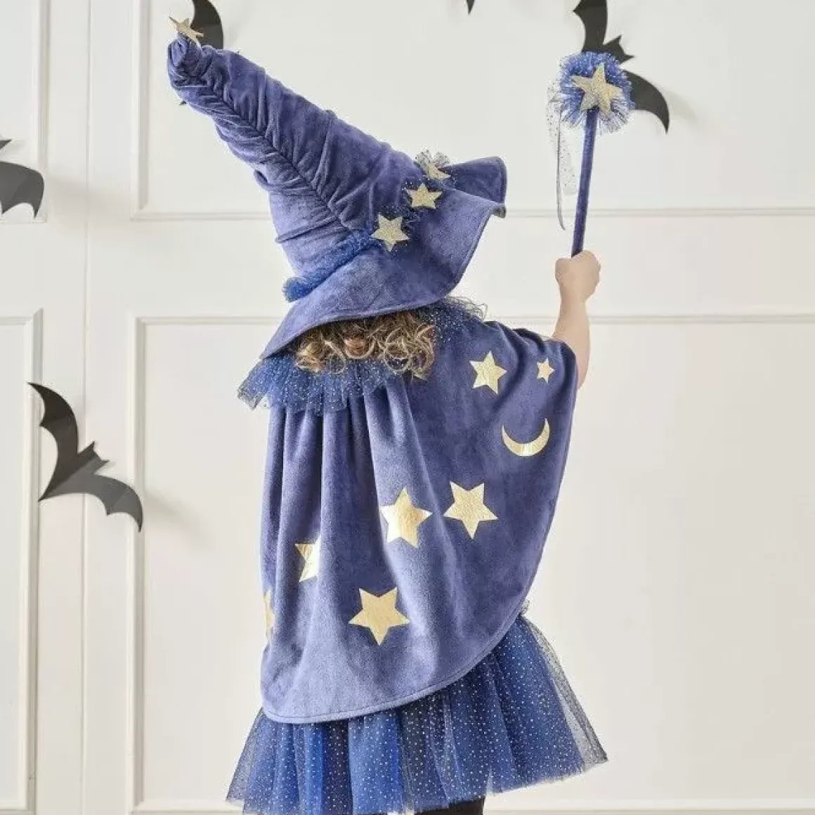 Verkleedcape Tovenaar Velvet Blauw Ginger Ray