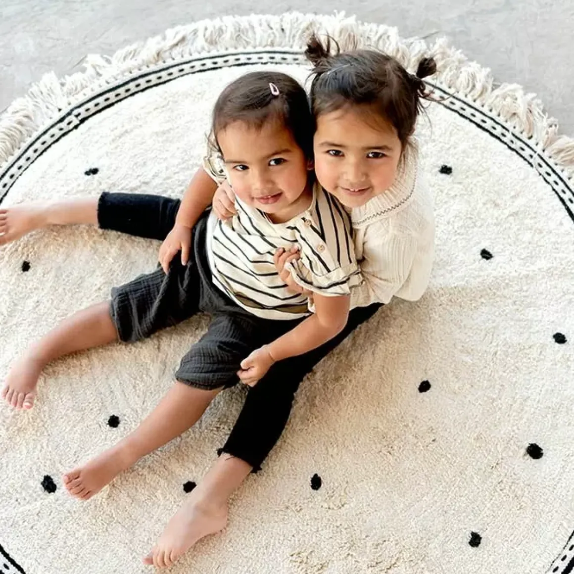 Vloerkleed Anna Dots Cream Rond (110Cm) Tapis Petit