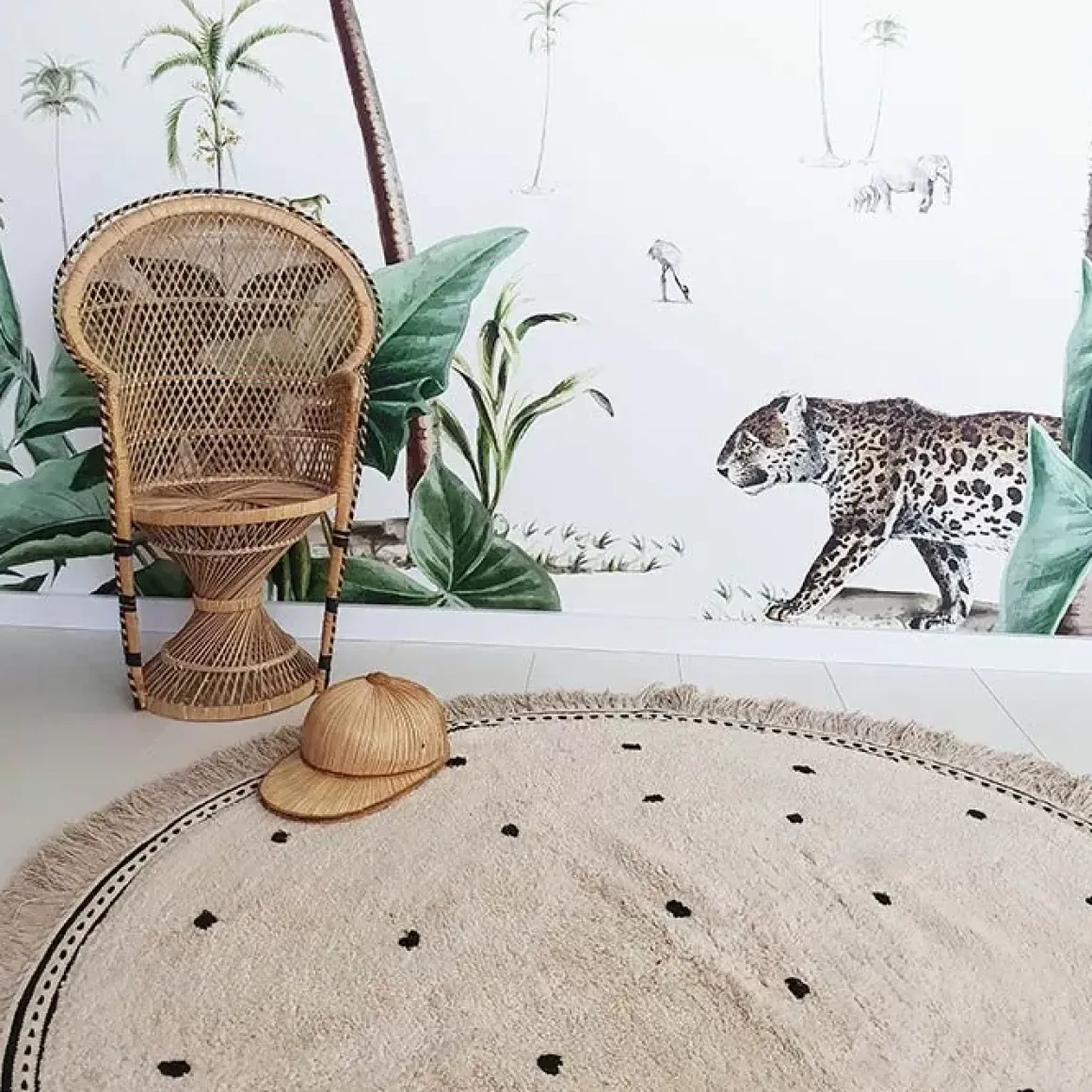 Vloerkleed Anna Dots Cream Rond (110Cm) Tapis Petit