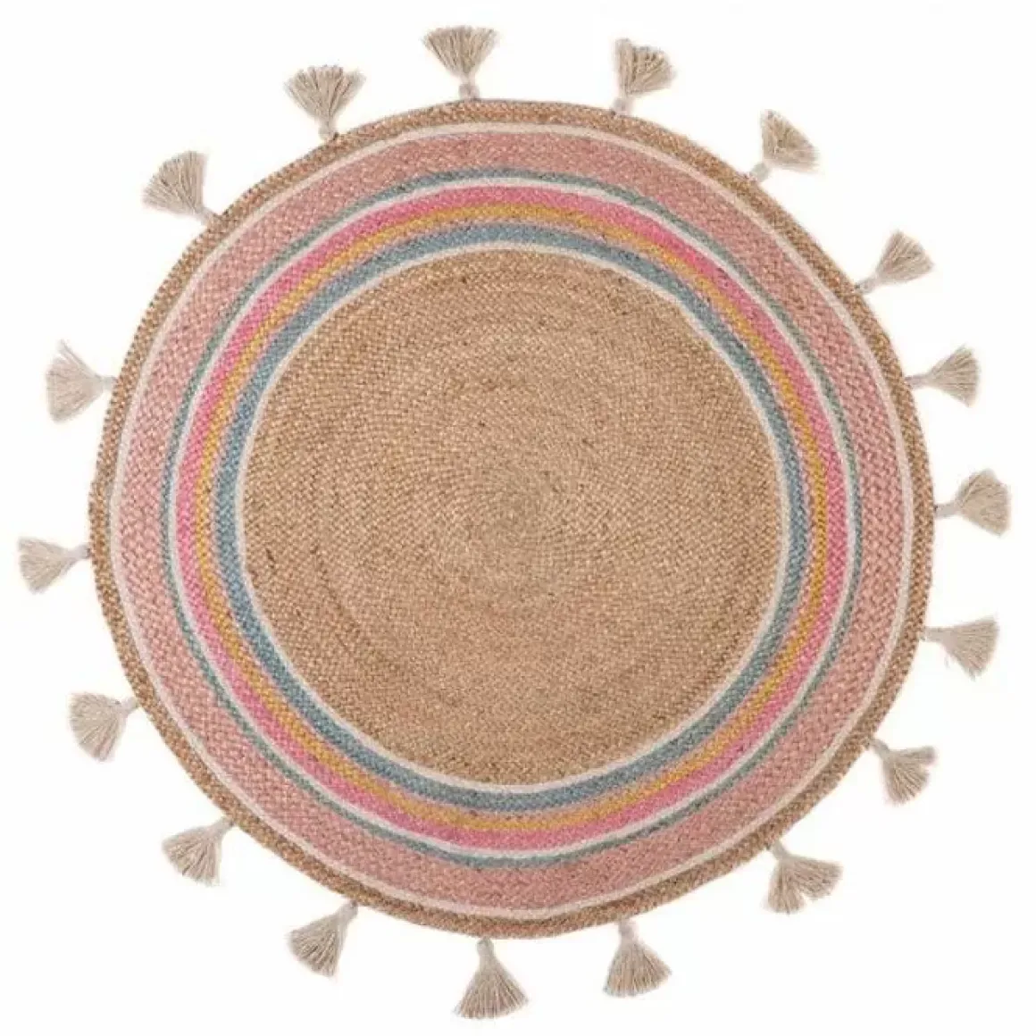 Vloerkleed Jute Smile Rond (120Cm) Kidsdepot