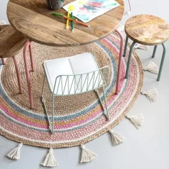 Vloerkleed Jute Smile Rond (120Cm) Kidsdepot