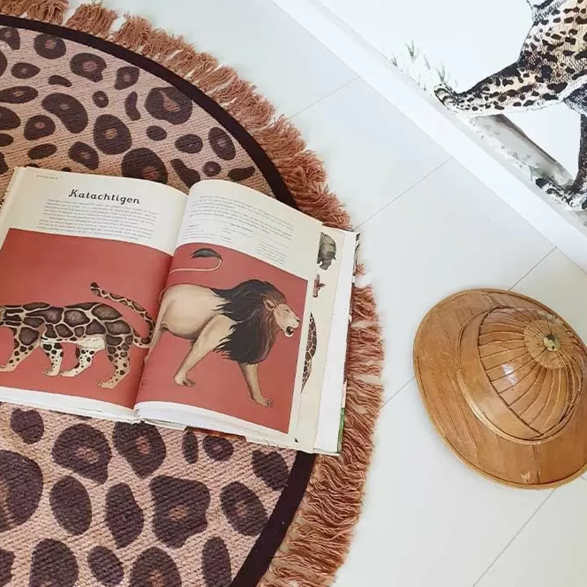 Vloerkleed Leopard Roze Rond (120Cm) Tapis Petit