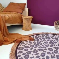 Vloerkleed Leopard Roze Rond (120Cm) Tapis Petit