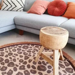 Vloerkleed Leopard Roze Rond (120Cm) Tapis Petit