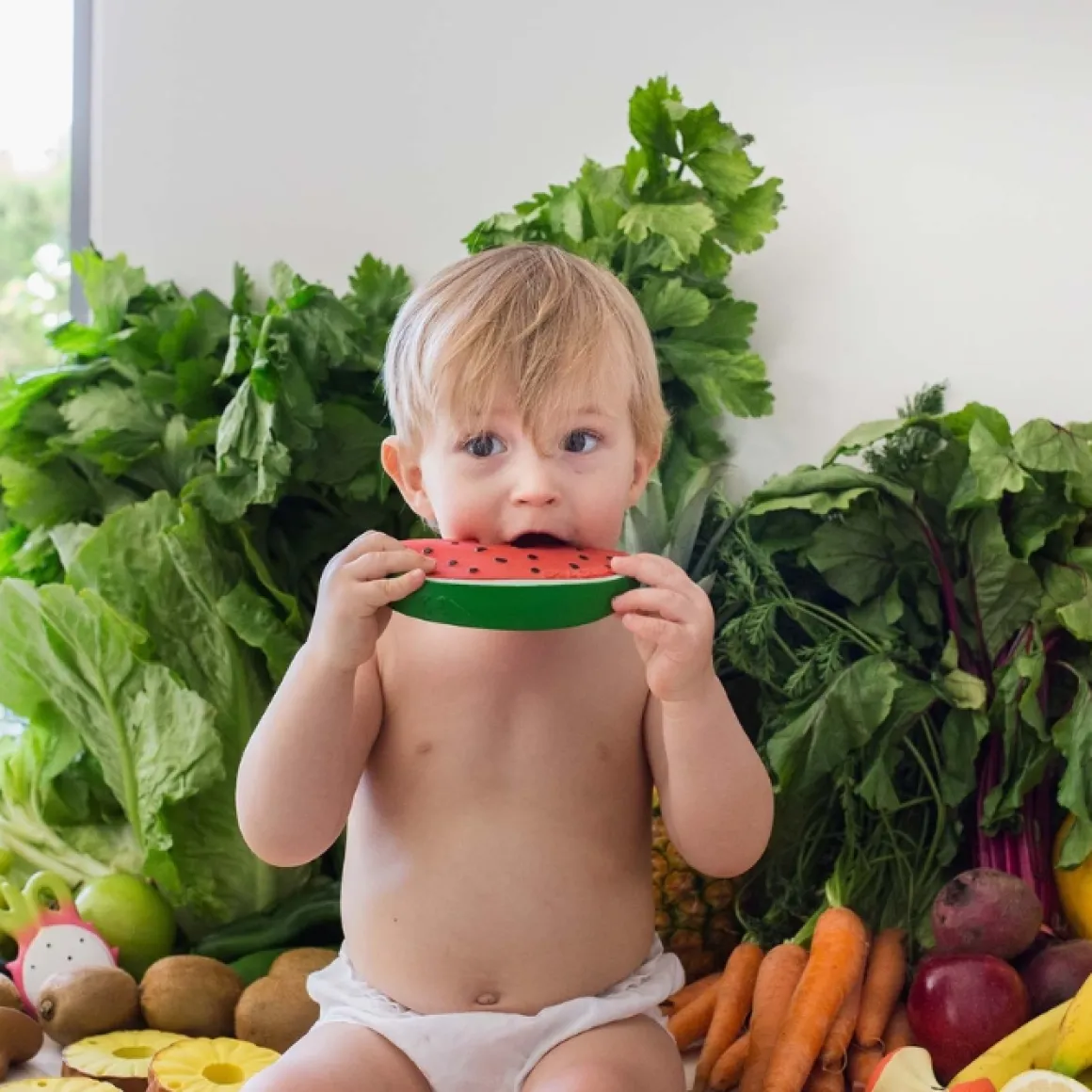 Wally The Watermelon - Natuurlijke Rubberen Bijtspeeltje Voor Babys | Kidsdeco.Nl