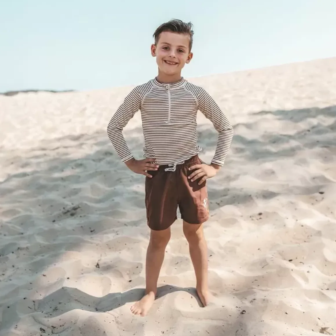 Zwembroek Stef In Solide Carob Bruin Bestellen - Salted Stories